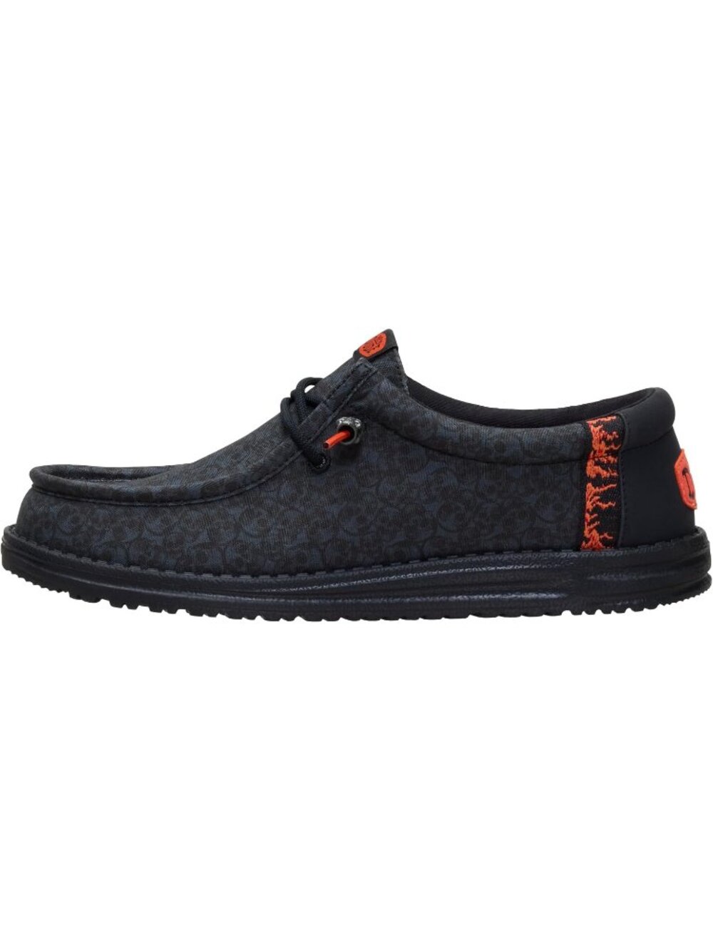 🎃Men's Black Textile-Canvas Wally Onyx Skulls Slip On Loafer Halloween Shoes